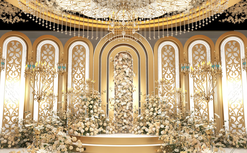 永寿香槟色调婚礼堂效果展示